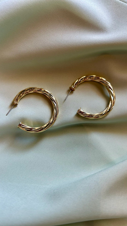 Classic Twisted Gold Hoops