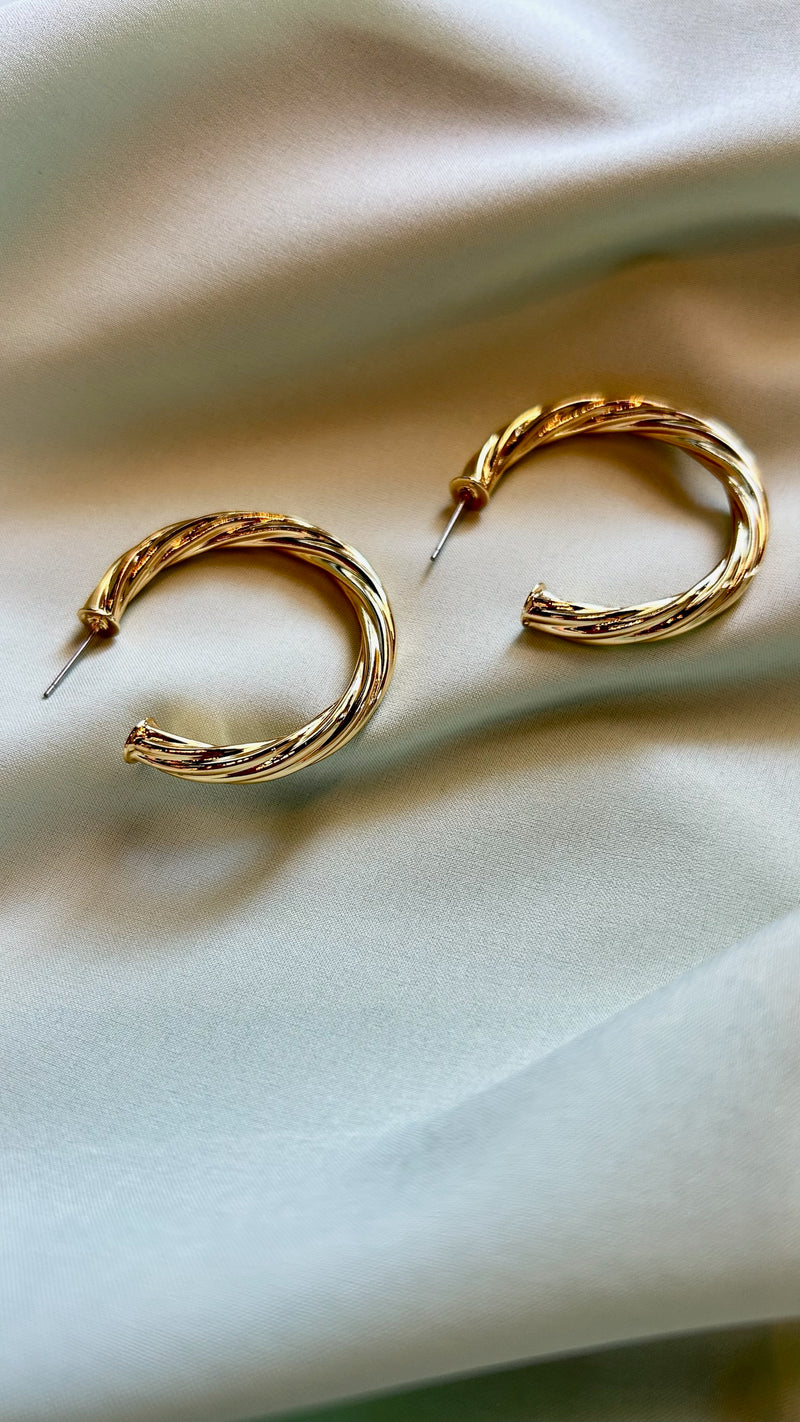 Classic Twisted Gold Hoops