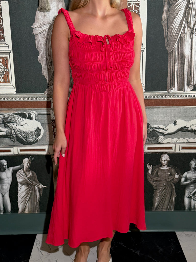 red smocked dress Whispering Muse Mini In also available in navy and younger girl Celestine Red Floral Smocked Dress
