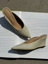 Bone Pointed Toe Wedge Heel