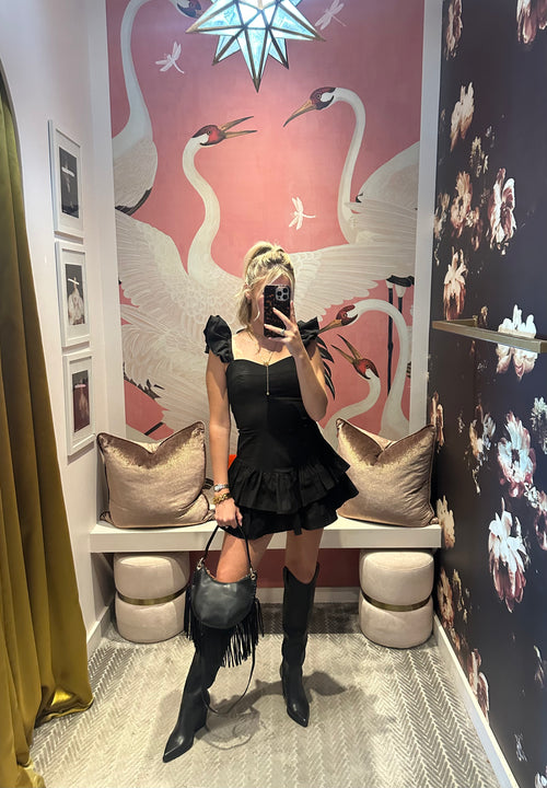 Bri Black Ruffled Romper
