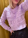 Lavender Chunky Knit Cardigan Sweater