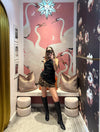 Brown Tiger Print Suede Mini Skirt