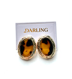 Tortoise Oval Stud Earrings