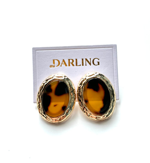 Tortoise Oval Stud Earrings