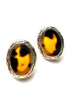 Tortoise Oval Stud Earrings