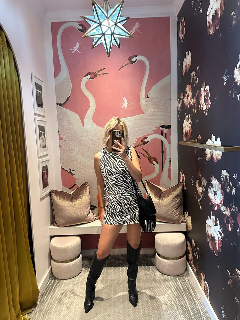 Zebra Boat Neck Top
