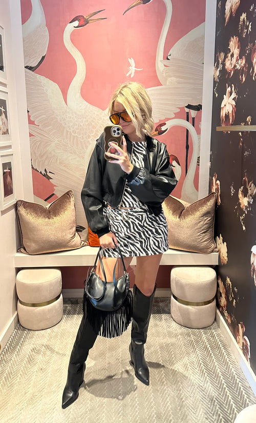 Cami Faux Leather Bomber Jacket
