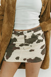 Cream & Brown Animal Print Mini Skirt