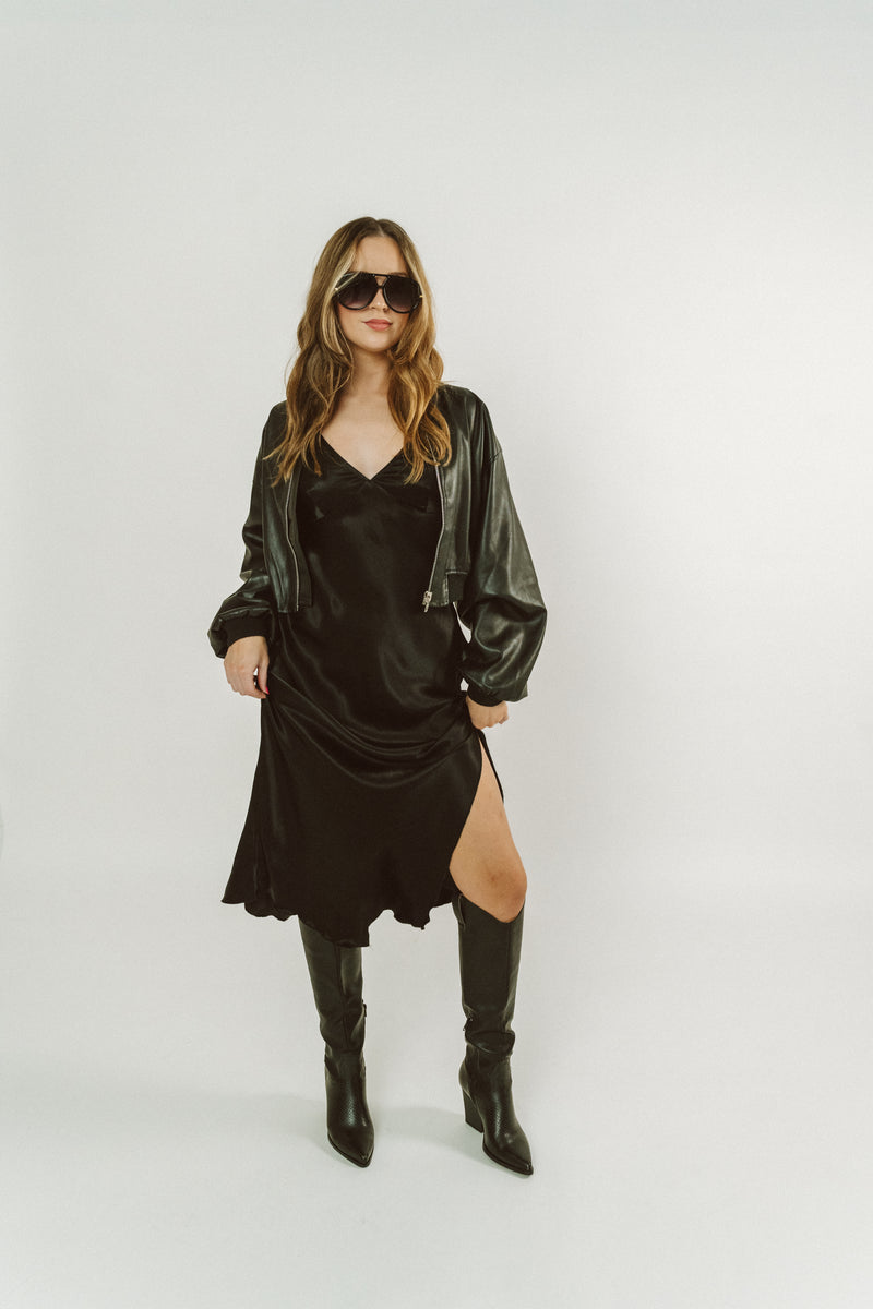 Cami Faux Leather Bomber Jacket