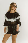 June Black Ruffled Top