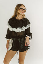 June Black Ruffled Top