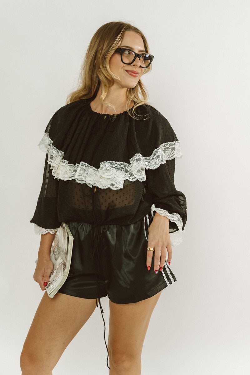 June Black Ruffled Top