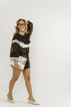 June Black Ruffled Top