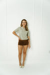 Heather Grey Collared Pearl Studded Top