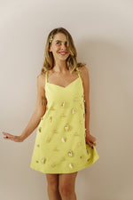 Chartreuse Embellished Mini Dress