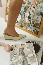 Bone Pointed Toe Wedge Heel