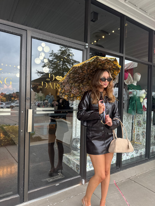 Espresso Croc Leather Set Jacket