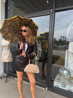 Espresso Croc Leather Set Skirt