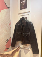 Espresso Croc Leather Set Jacket