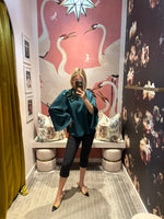 Emerald Floral Bell Sleeve Blouse