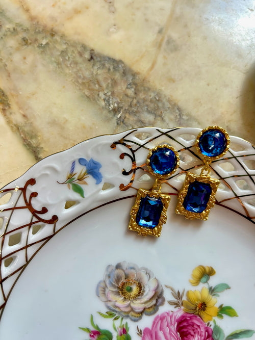 Blue Sapphire Drop Earrings