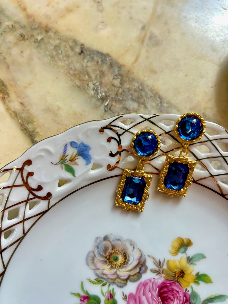 Blue Sapphire Drop Earrings