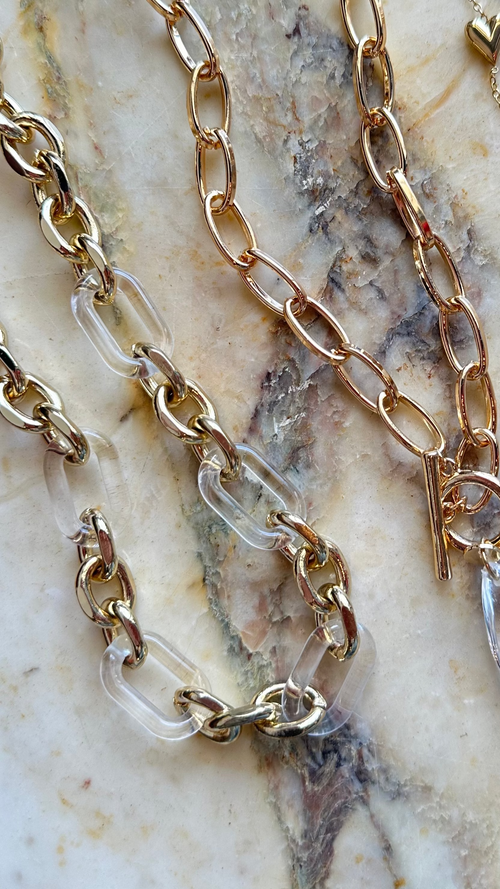 Acrylic & Gold Chain Necklace