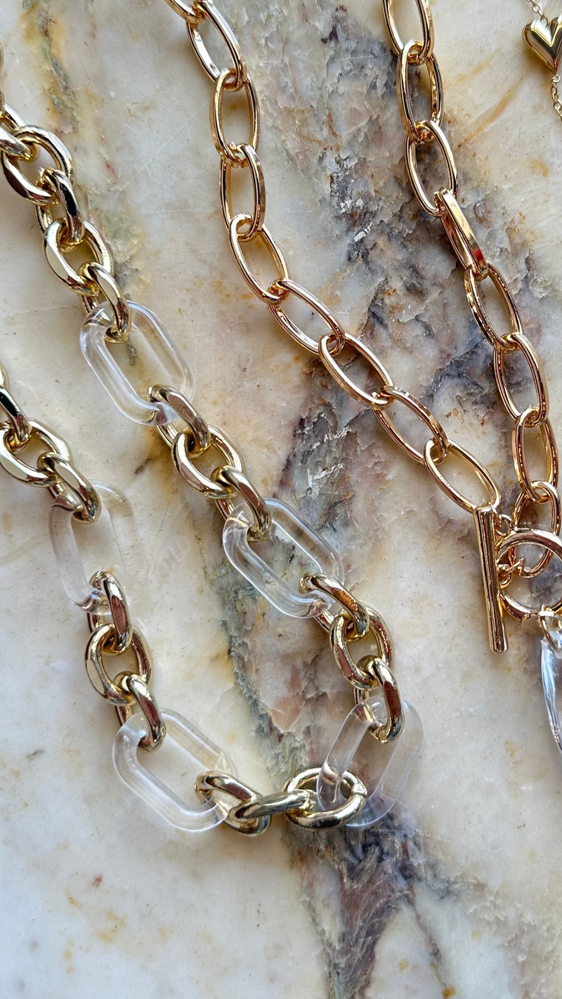 Acrylic & Gold Chain Necklace