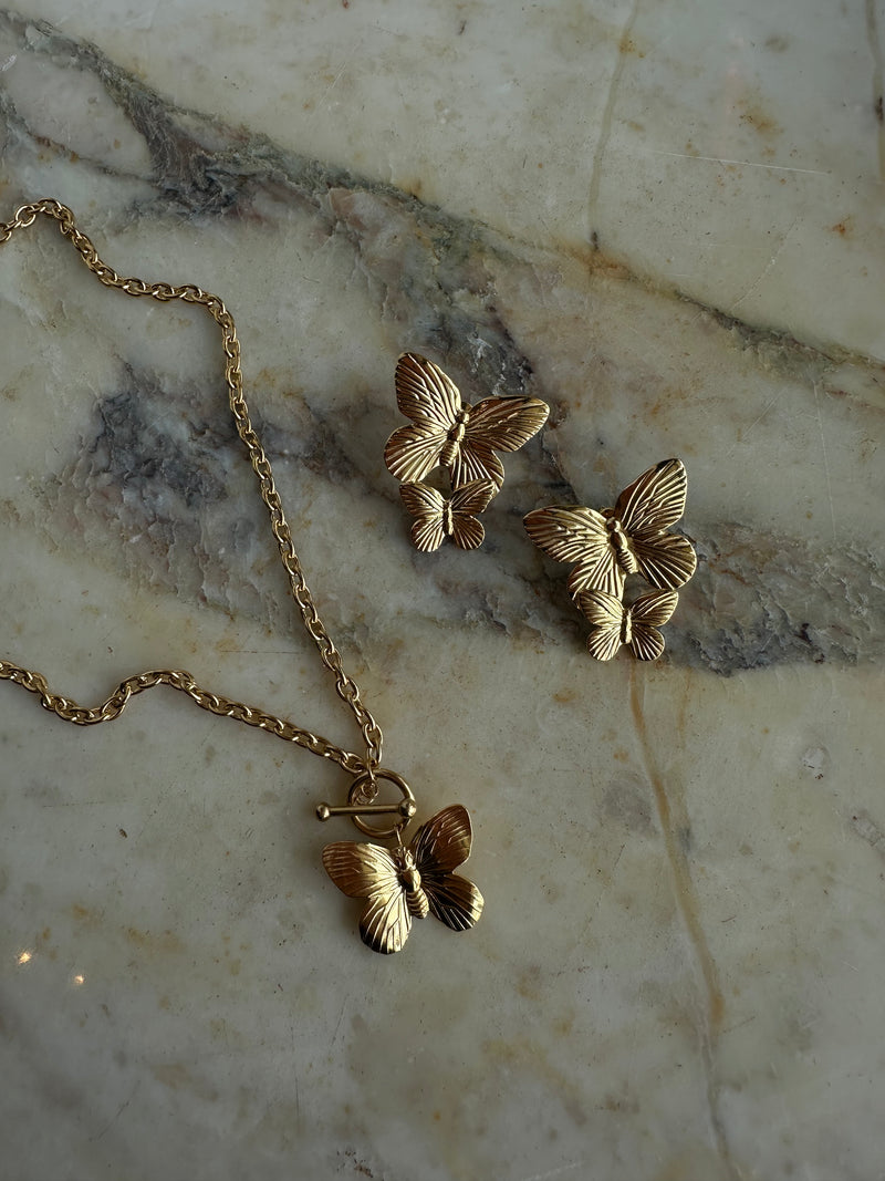 Gold Butterfly Stud Earrings