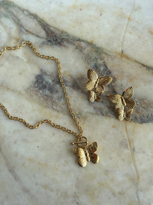 Gold Butterfly Stud Earrings