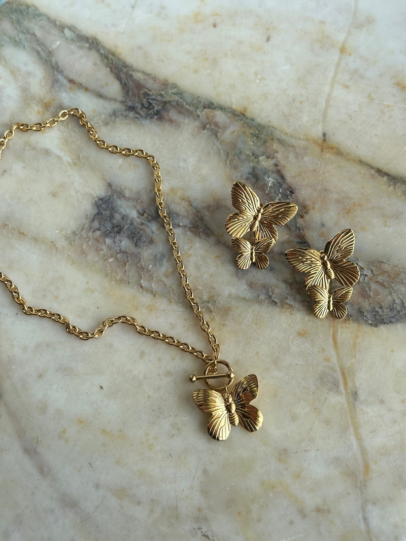 Gold Butterfly Stud Earrings