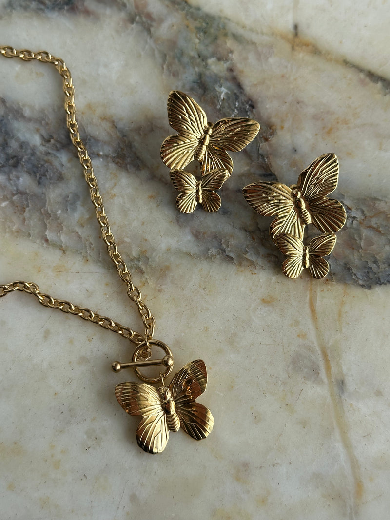 Gold Butterfly Stud Earrings