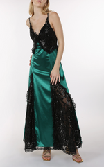 Green and Black Lace Gown
