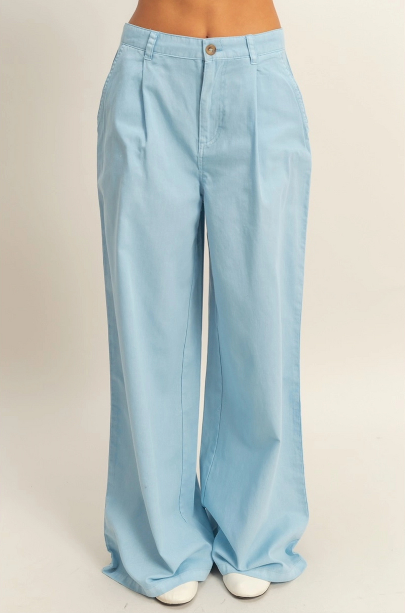 Powder Blue Wide Leg Trousers