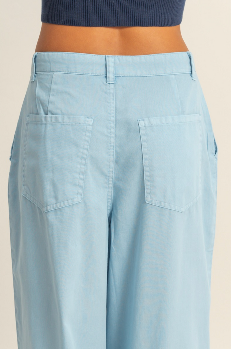 Powder Blue Wide Leg Trousers