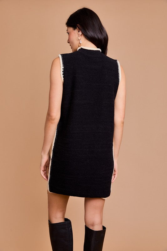 Mock Neck Sleeveless Sweater Dress