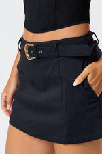 Black Buckled Mini Skort