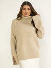 Taupe Turtleneck Chunky Sweater