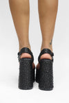 Black Rafia Block Heels