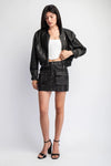 Black Faux Leather Zip Jacket