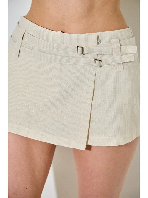 Ophelia Cream & Gold Belted Mini Skort