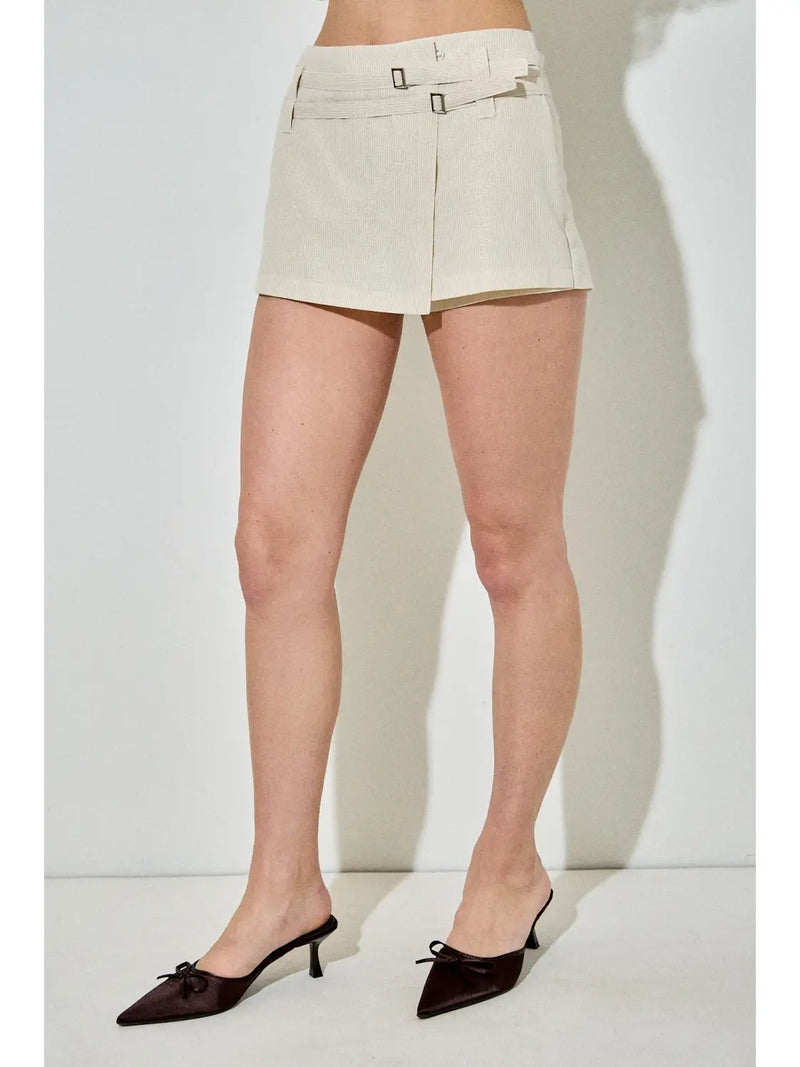 Ophelia Cream & Gold Belted Mini Skort
