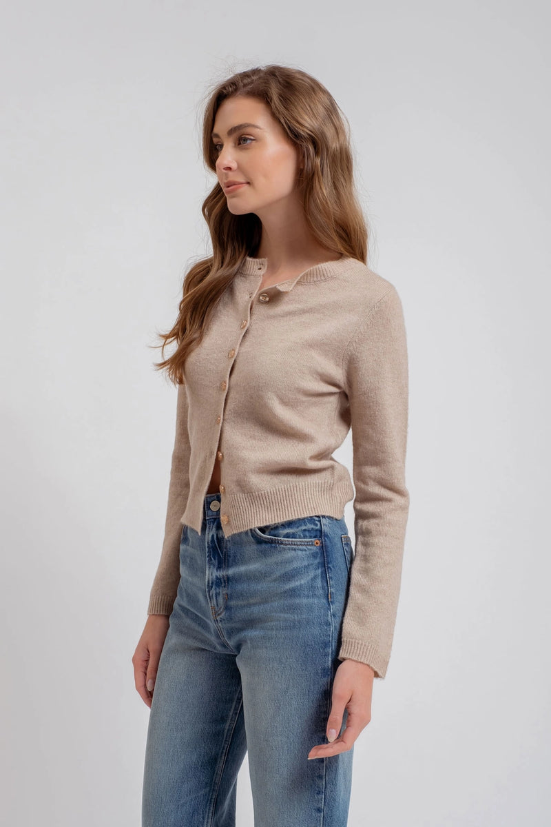 Gwen Taupe Cardigan Sweater