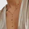 Gold Beaded Y Lariat Necklace