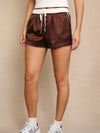 Brown Satin Contrast Shorts