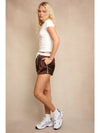 Brown Satin Contrast Shorts