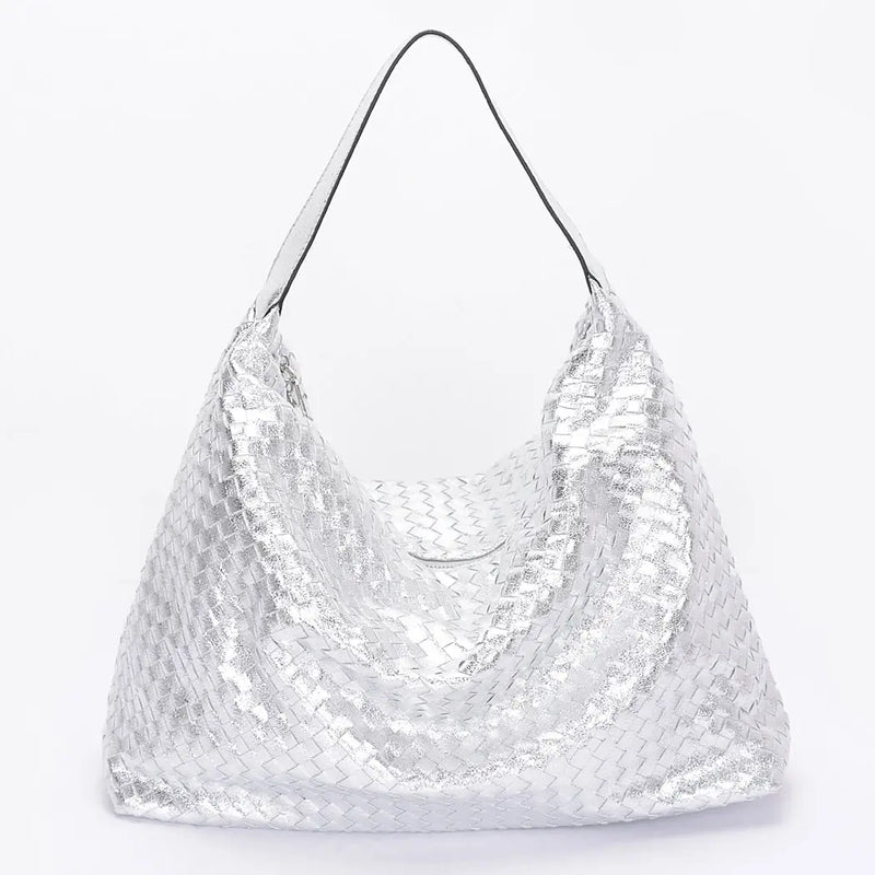 Metallic Braided Tote Purse