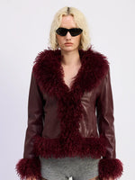 Leather & Fur Burgundy Jacket