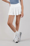 Pleated White Mini Skort